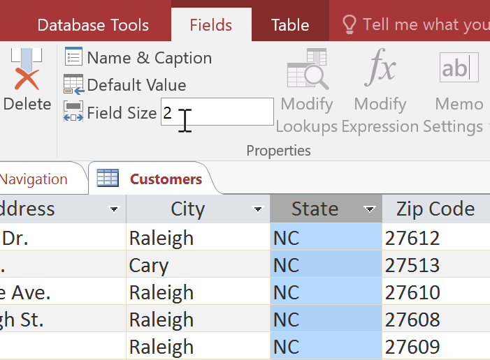 Setting a 2-character limit on the State field