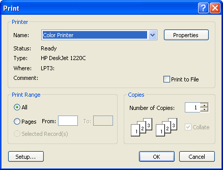 Print Dialog Box