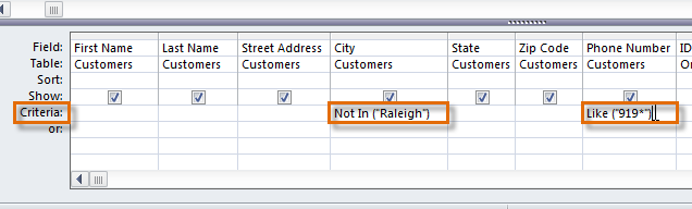 Setting field criteria for our query