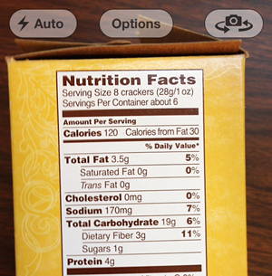 picture of a nutrition facts label