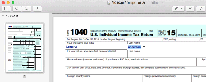 editing a PDF with form fields