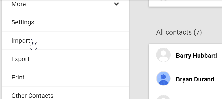 Importing contacts