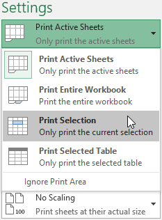Set the Print Range to Print Selection