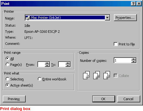 Print Dialog Box