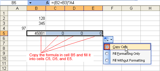 Copy Cells Selection on the Shortcut Menu