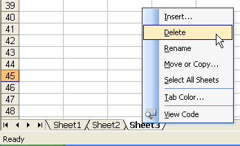 Shortcut Menu for Sheet Operations