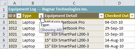 Filtering a column