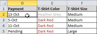 Selecting a column to sort