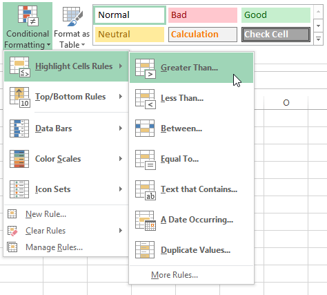 Screenshot of Excel 2013