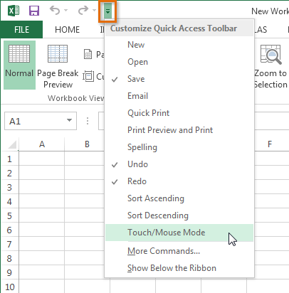 Screenshot of Excel 2013