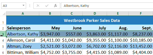 Screenshot of Excel 2013