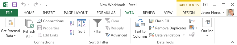 Screenshot of Excel 2013