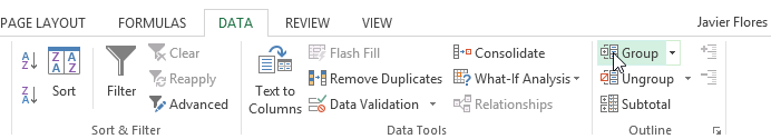 Screenshot of Excel 2013