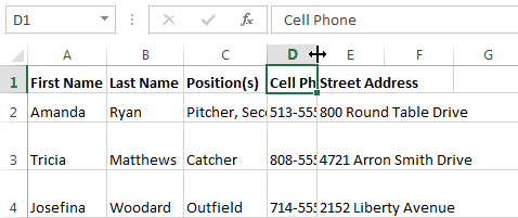 Screenshot of Excel 2013