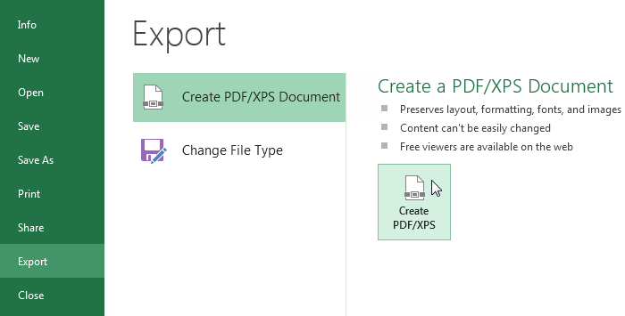 Screenshot of Excel 2013