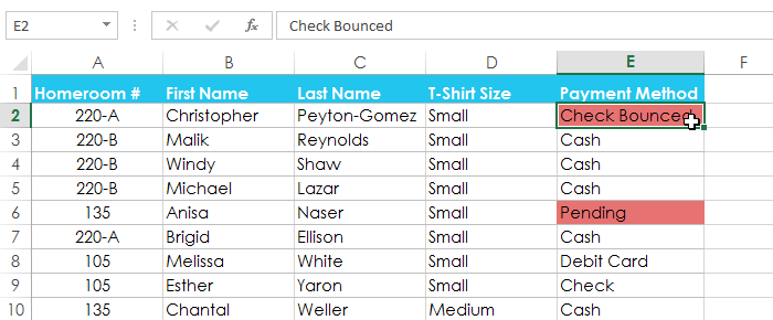 Screenshot of Excel 2013