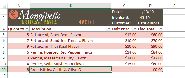 Screenshot of Excel 2013