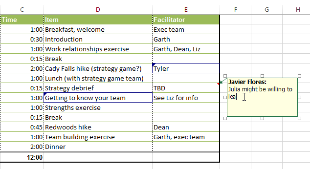 Screenshot of Excel 2013