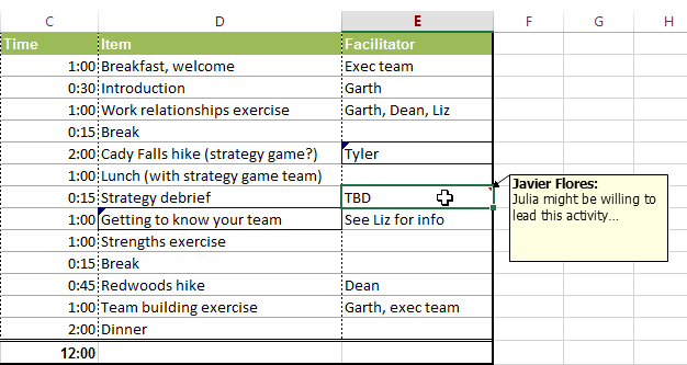 Screenshot of Excel 2013