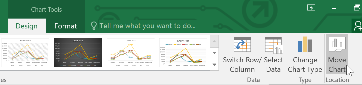 Selecting the move chart command