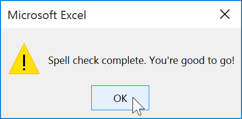 Clicking ok to close spell check