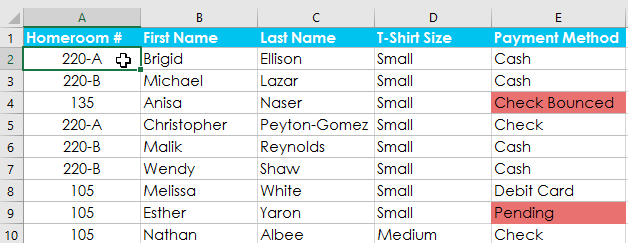 Select cells