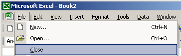 The File and Close Menu Selection