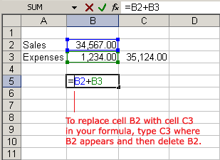 Revise Formula Using the Keyboard