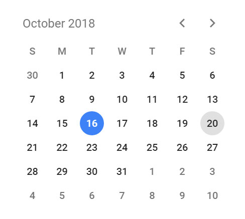 Mini calendar