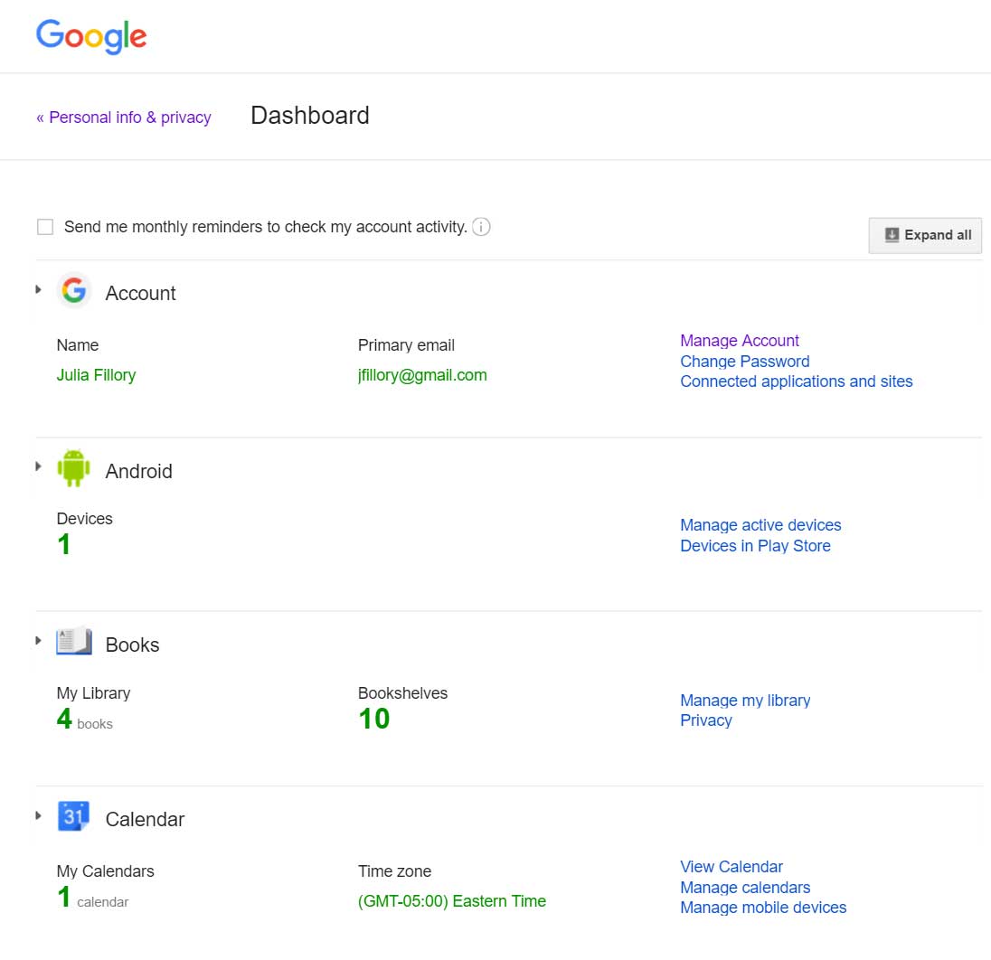 The Google Dashboard