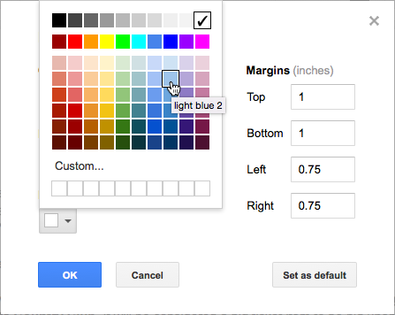 Page color selection