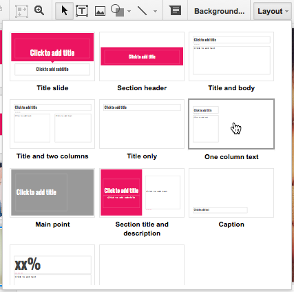 Layout menu