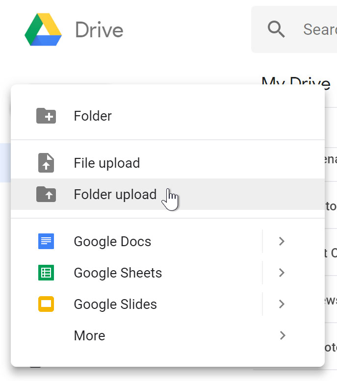 Upload folder to Drive. 