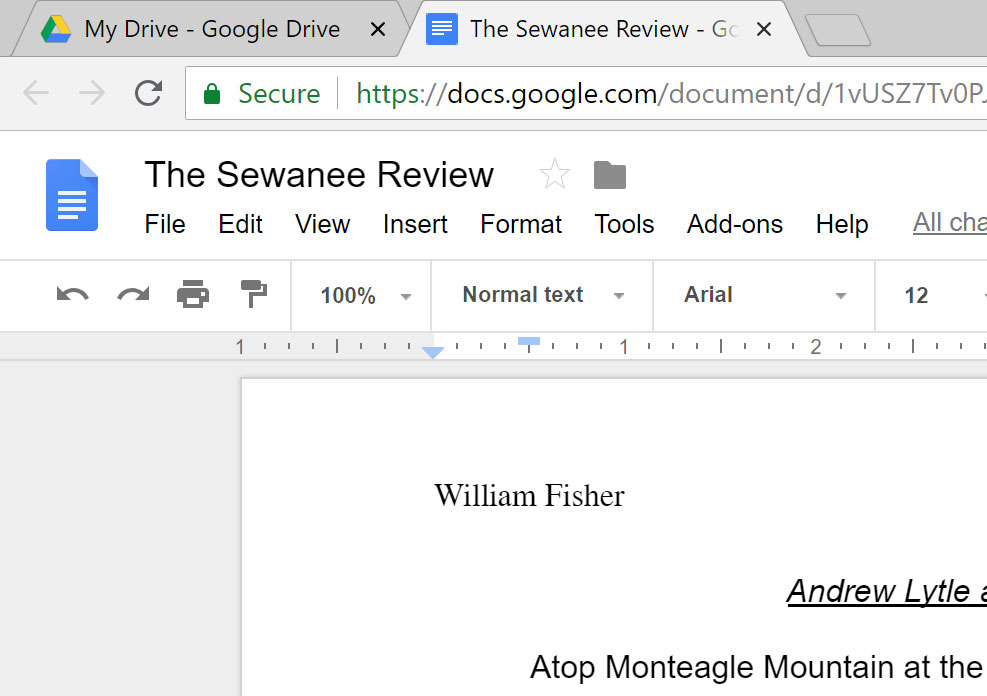 The converted file open in Google Docs.