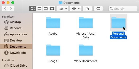 screenshot of double-clicking a folder to open it