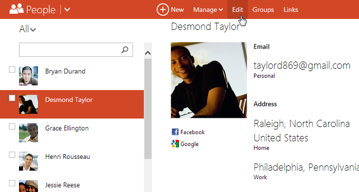 Screenshot of Microsoft account