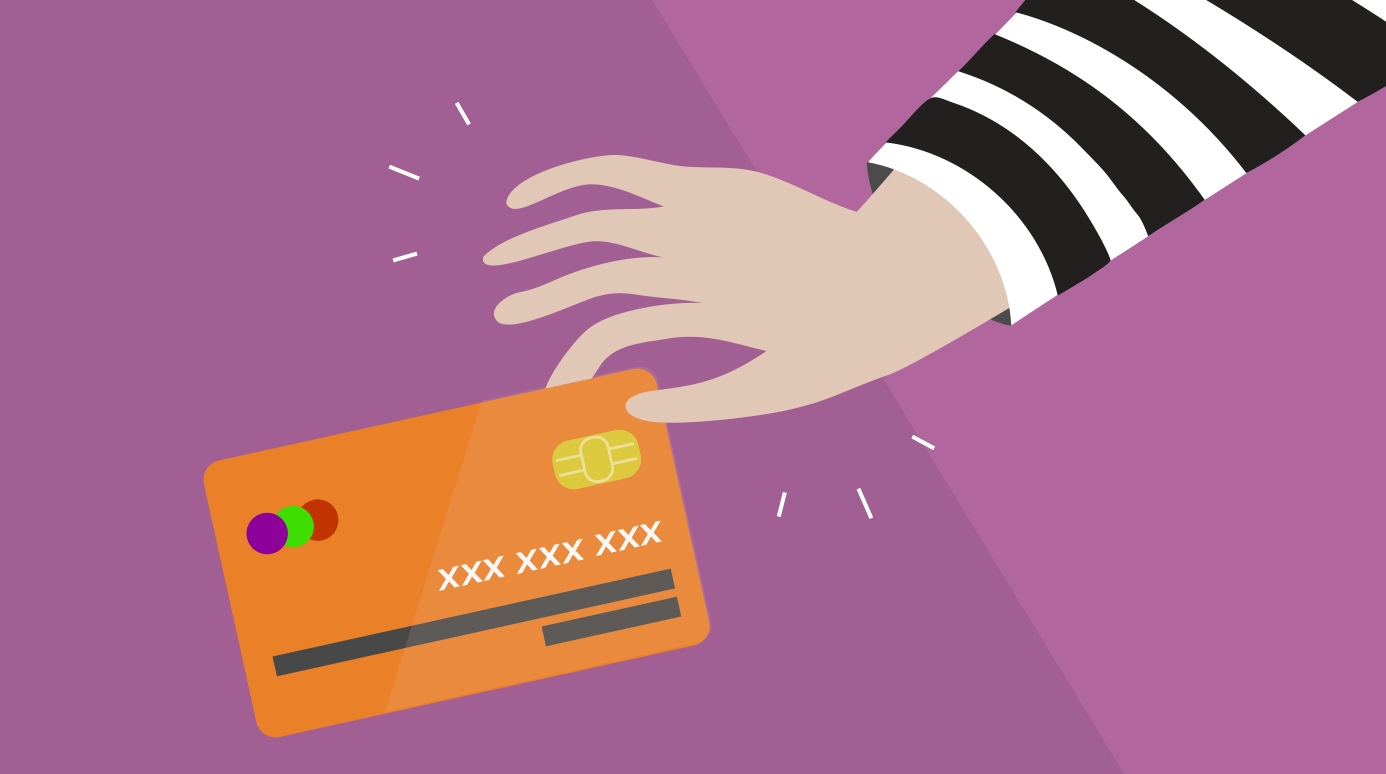 illustration of someone stealing a credit card