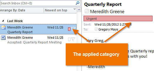 Screenshot of Microsoft Outlook 2010