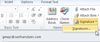 Screenshot of Microsoft Outlook 2010