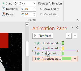 Dragging an effect to change the order