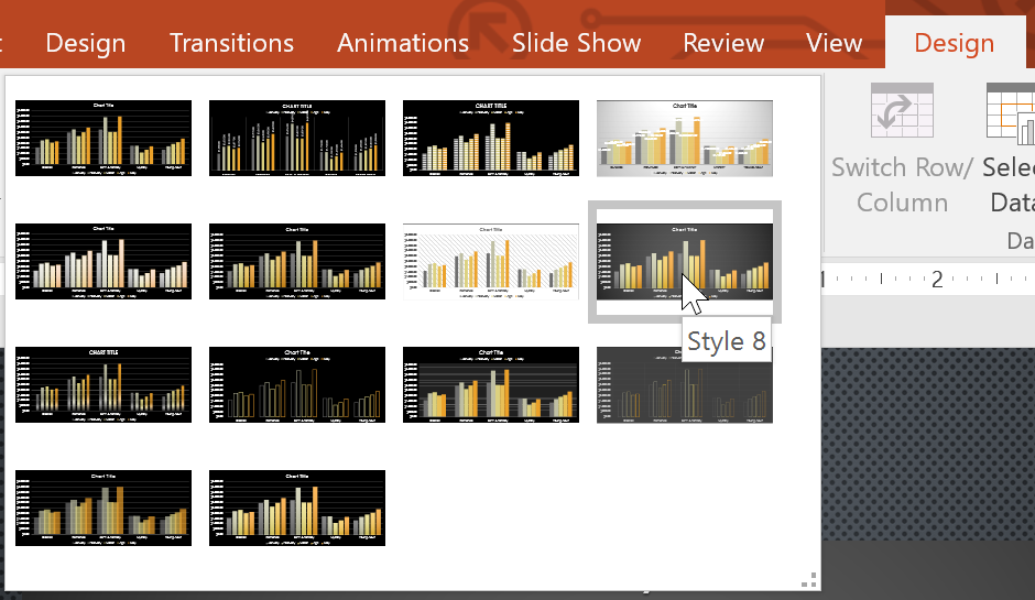 selecting a chart style