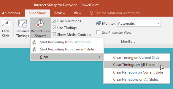 clearing slide timings