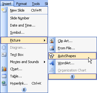 Click Insert Picture, AutoShape