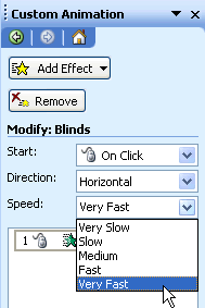 Choosing very fast as speed of effects