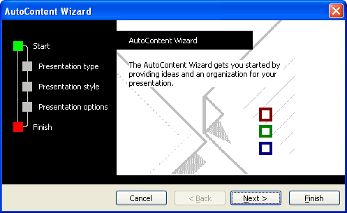 First AutoCentent dialog box