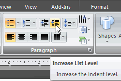 Increase List Level Command