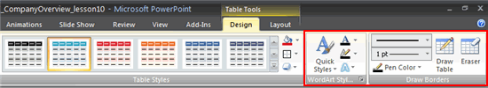 Design Tab