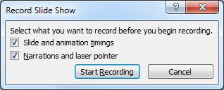 The Record Slide Show dialog box