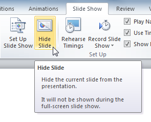 The Hide Slide command