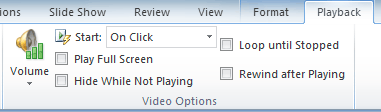 The Video Options group